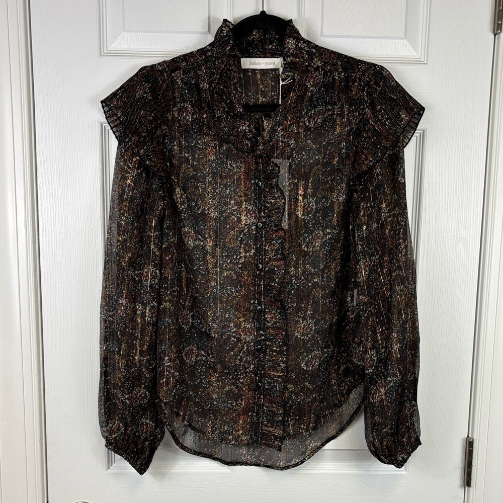 NWT Bishop + Young Anya ruffle blouse sz med